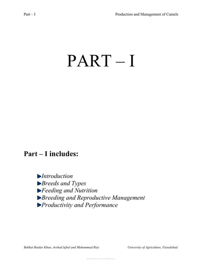 Production and Management of Camels