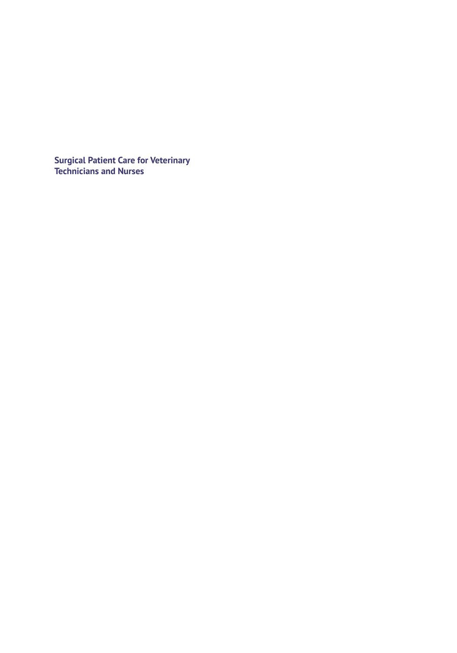 Preview page of Surgical Patient Care for Veterinary Technicians and Nurses