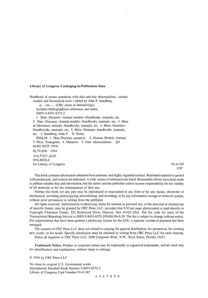 Handbook of Mouse Mutations with Skin and Hair Abnormalities