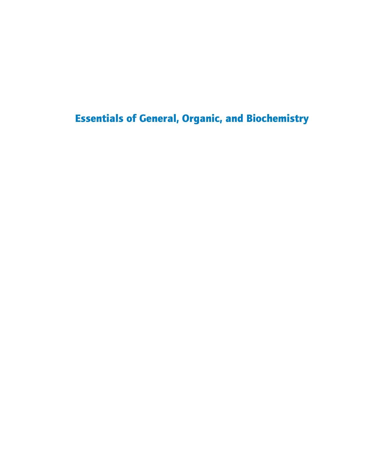 Essentials of General, Organic and Biochemistry