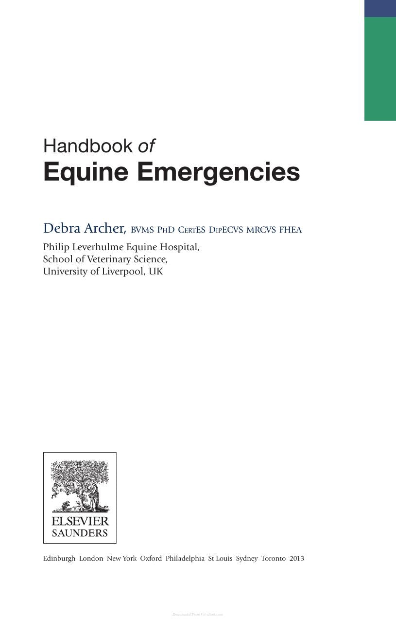 Handbook Of Equine Emergencies
