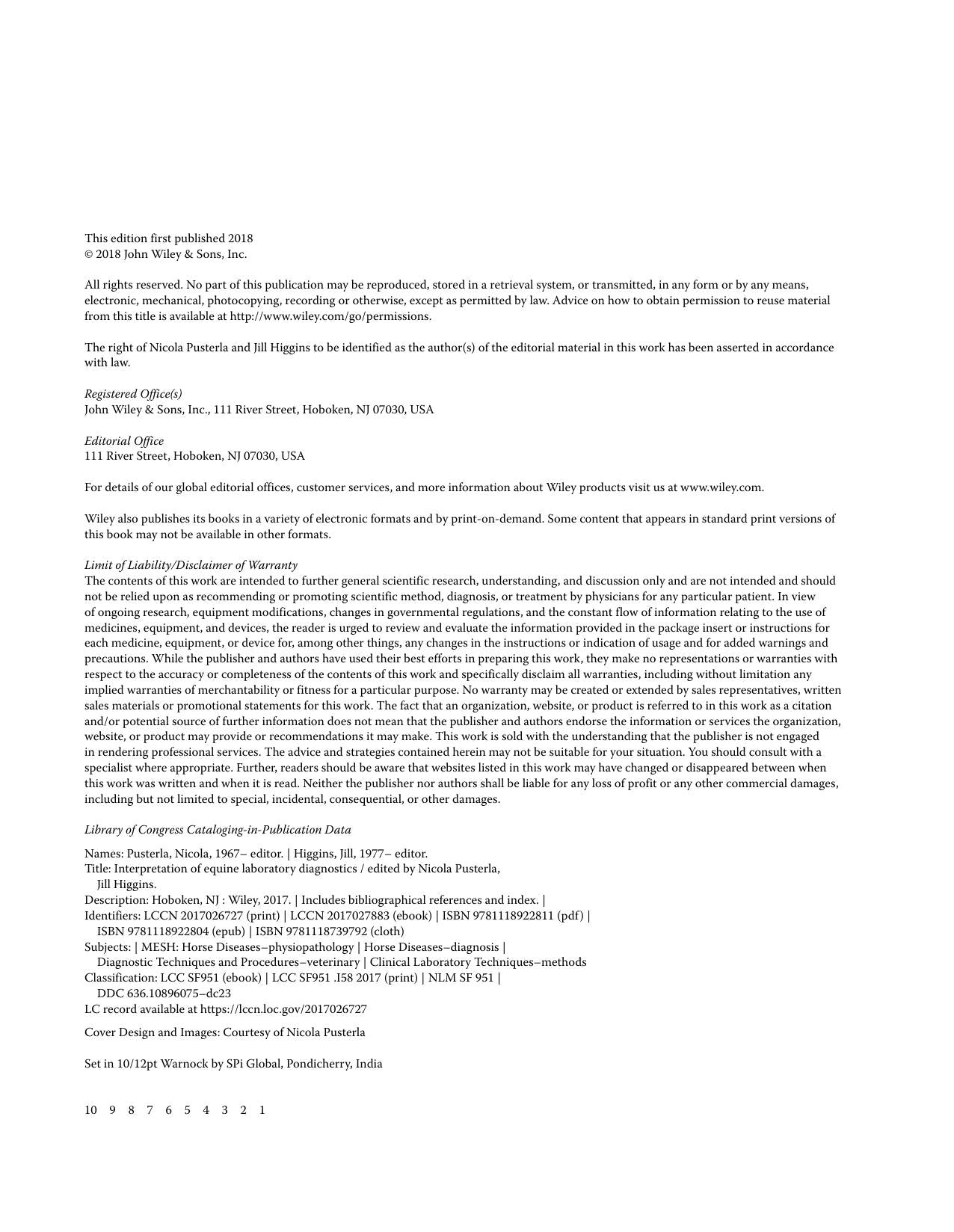 Interpretation Of Equine Laboratory Diagnostics