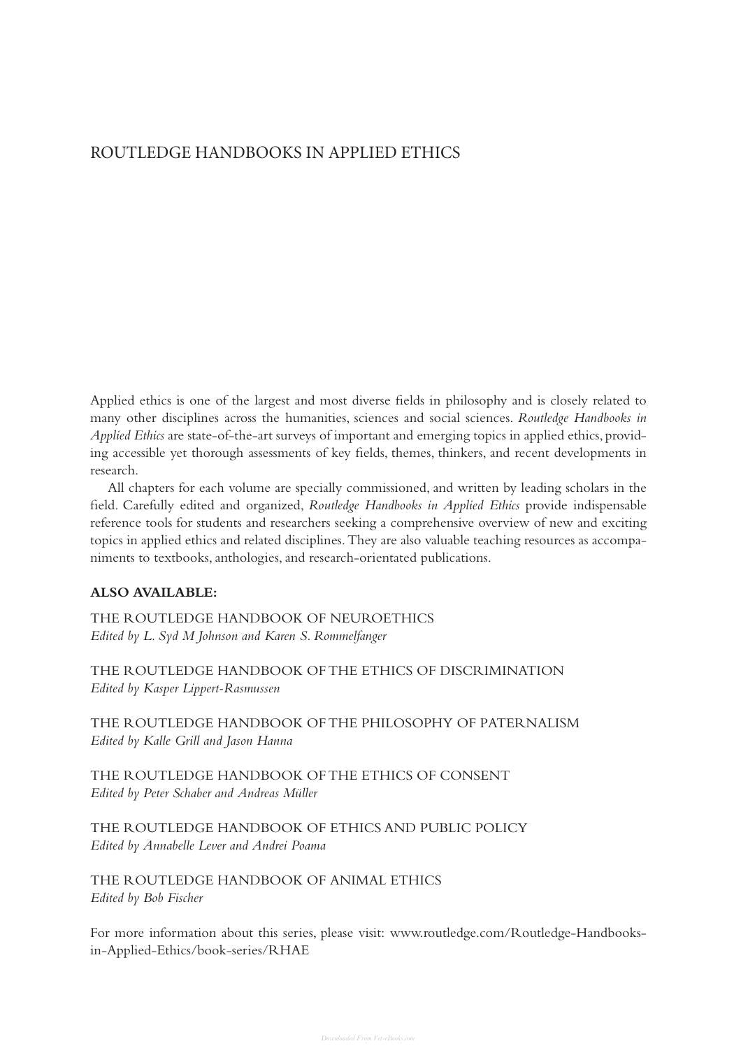 Routledge Handbook Of Animal Ethics