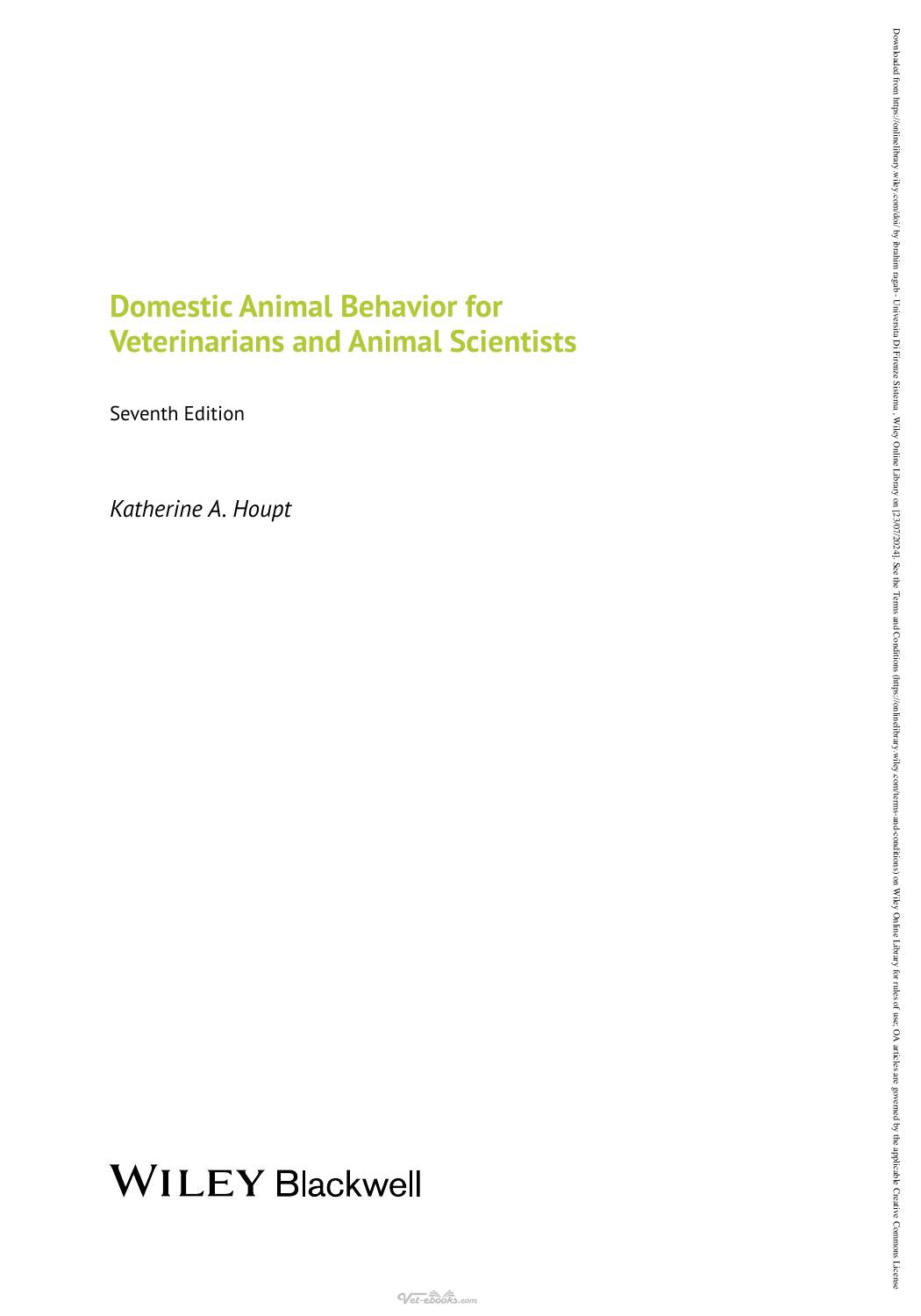 Domestic Animal Behavior For Veterinarians And Animal Scientists 7Th Edition