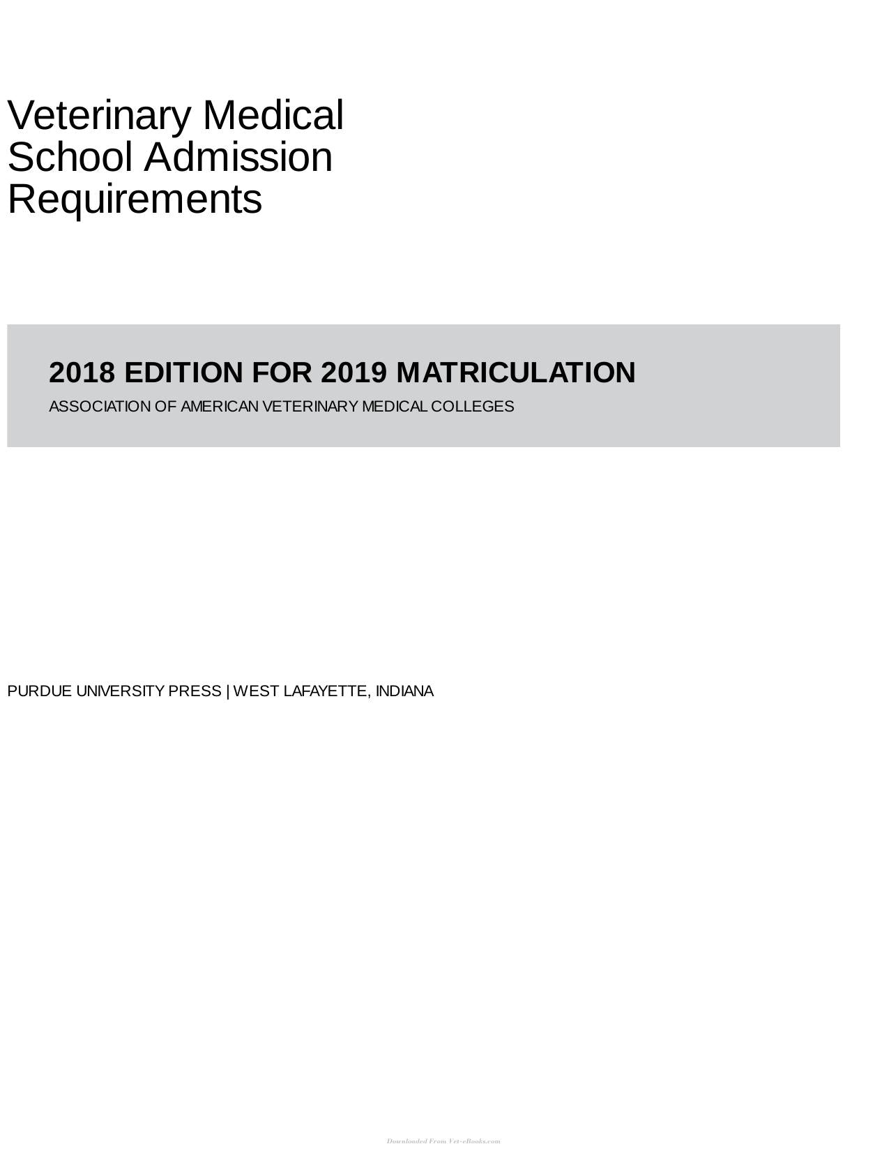 Veterinary Medical School Admission Requirements Vmsar 2018 Edition For 2019 Matriculation
