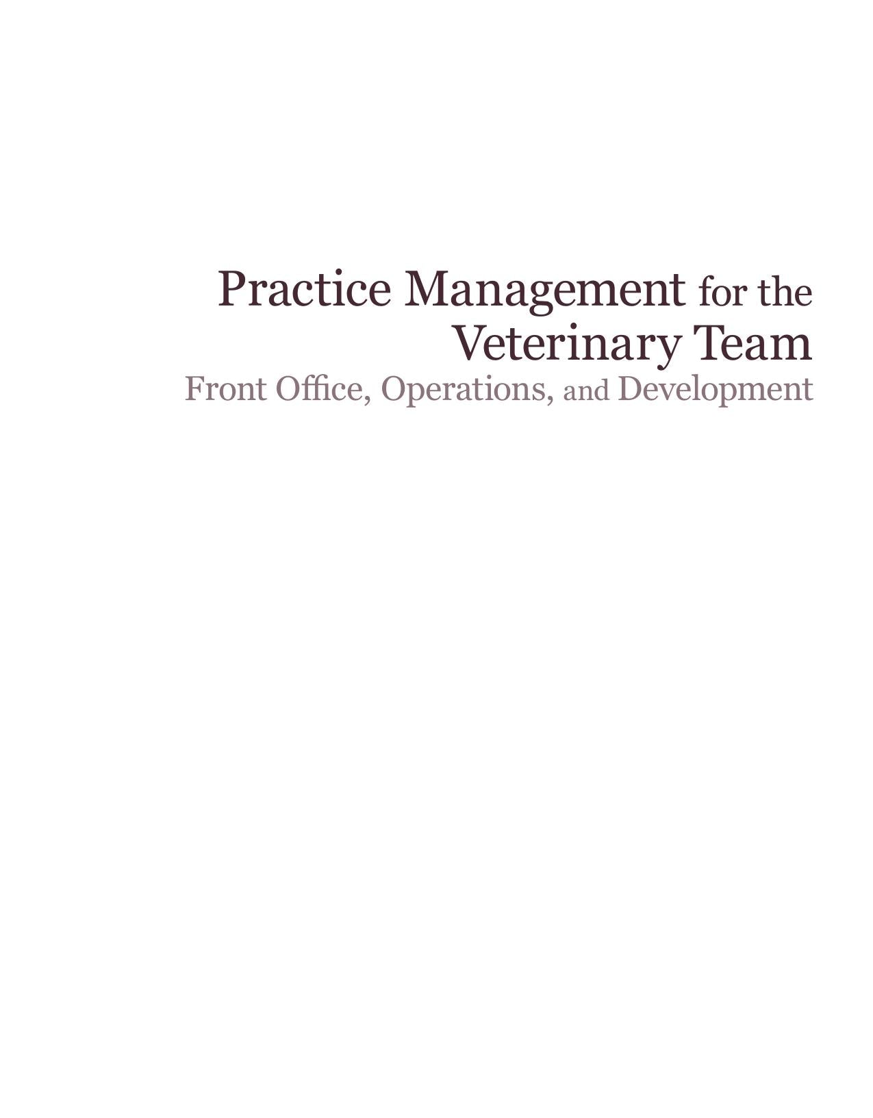 Practice Management For The Veterinary Team 4Th Edition