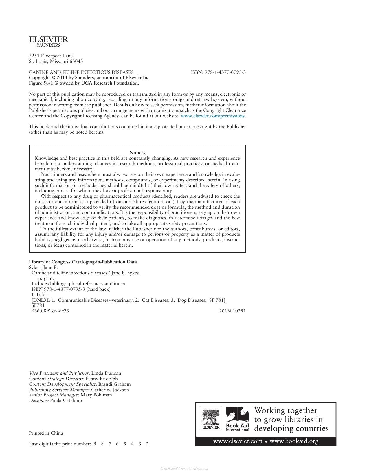 Canine And Feline Infectious Diseases
