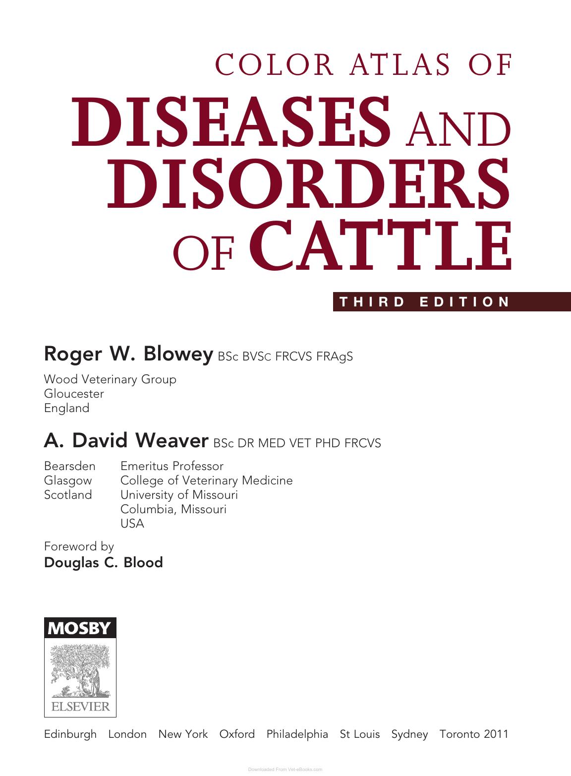 Color Atlas Diseases Disorders Cattle 3Rd Edition