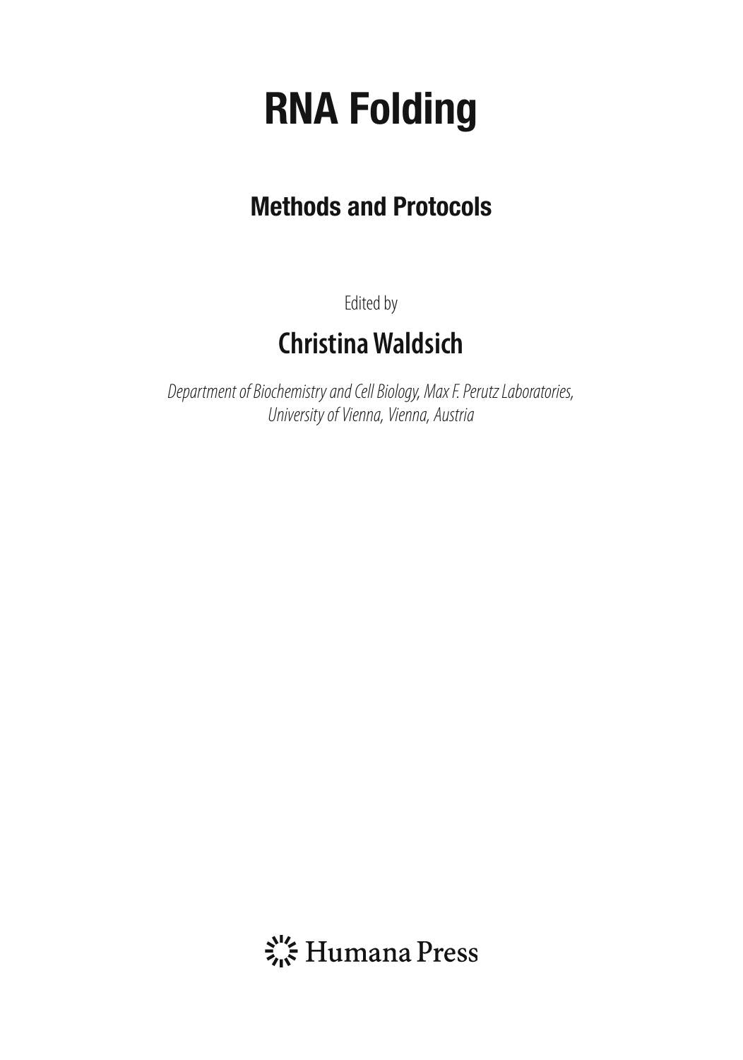 Rna Folding Methods And Protocols