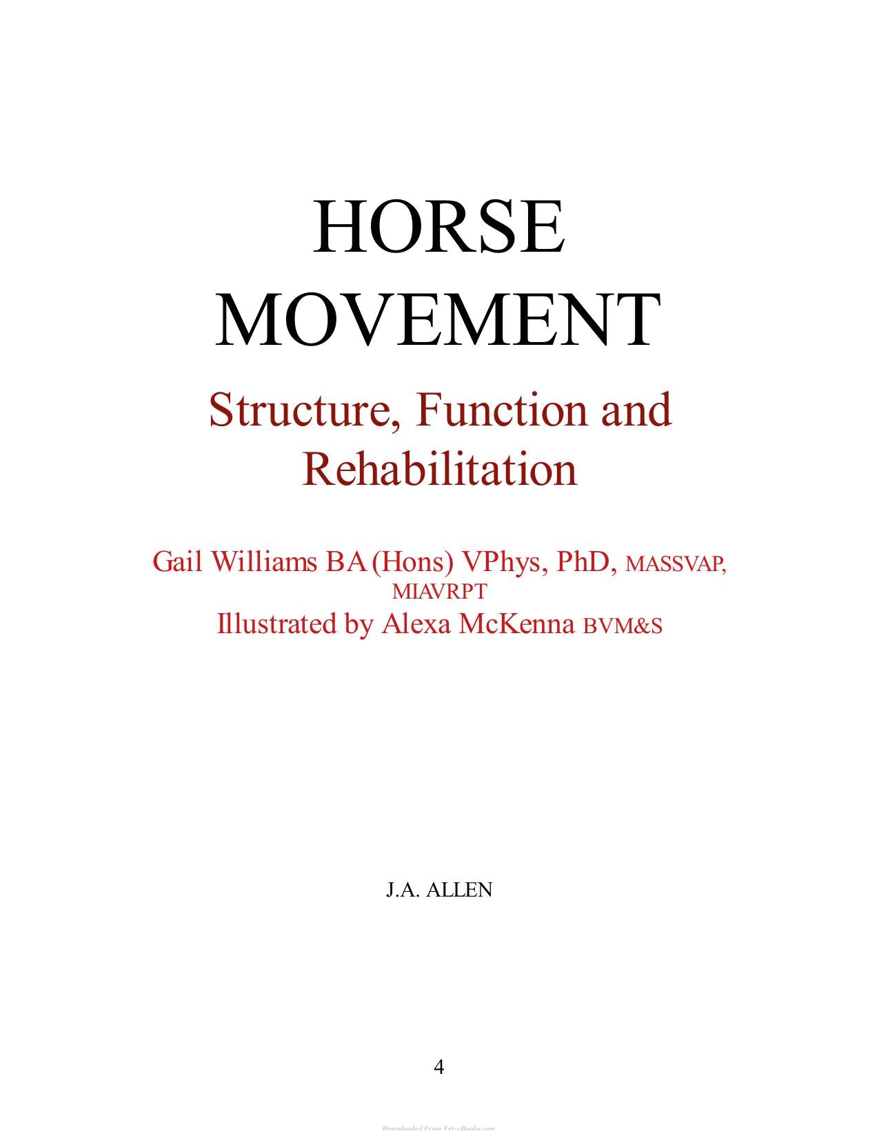 Horse Movement Structure Function And Rehabilitation