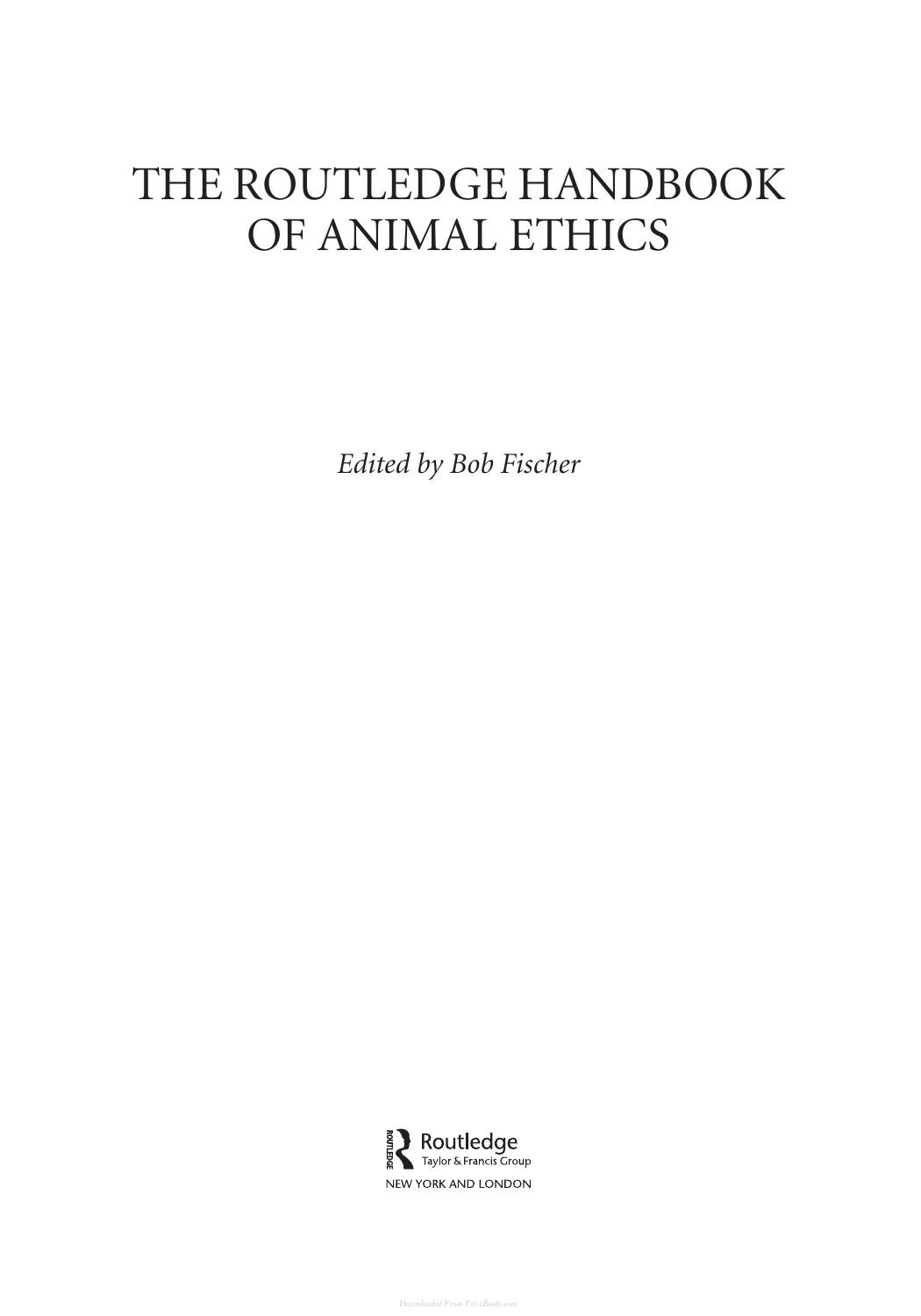 Routledge Handbook Of Animal Ethics