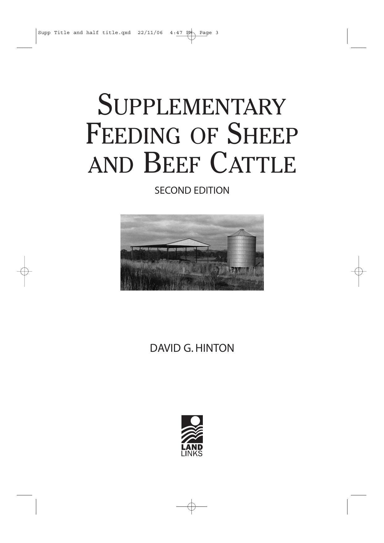 Supplementary Feeding Of Sheep And Beef Cattle 2Nd Edition