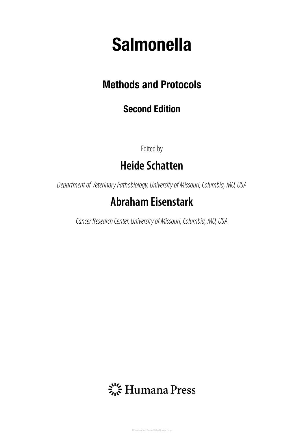 Salmonella Methods And Protocols 2Nd Edition
