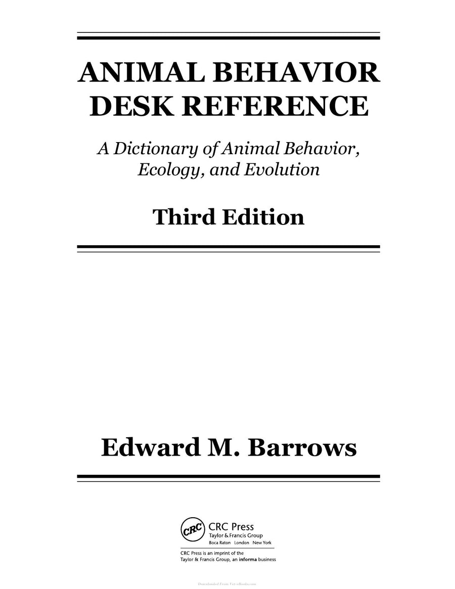 Preview page of Animal Behavior Desk Reference a Dictionary of Animal Behavior Ecology and Evolution Third Edition
