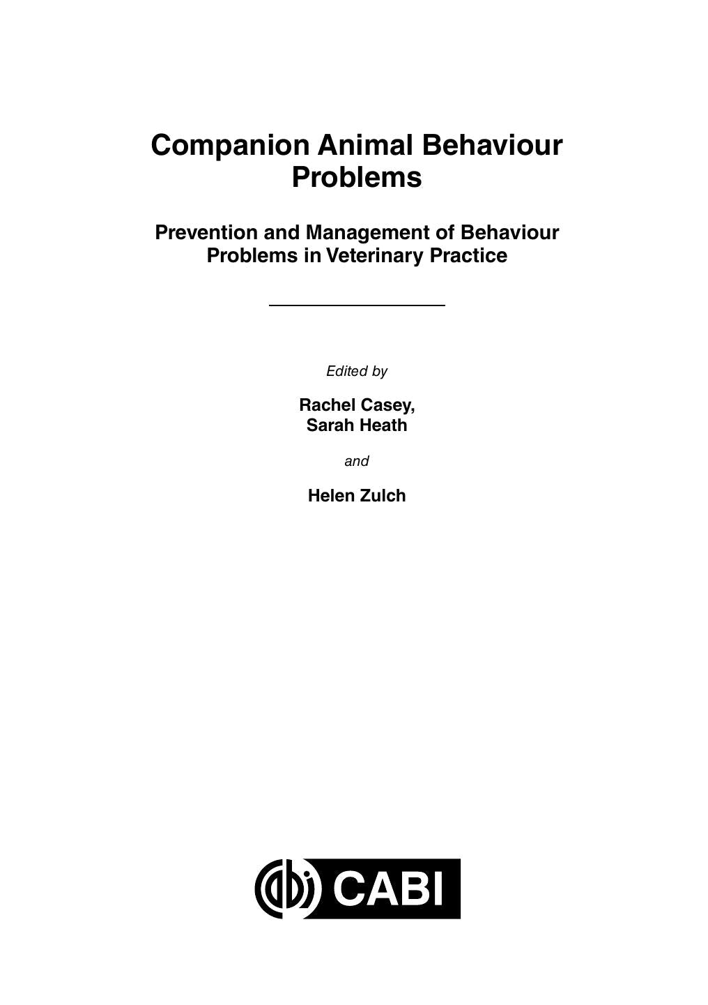 Companion Animal Behaviour Problems