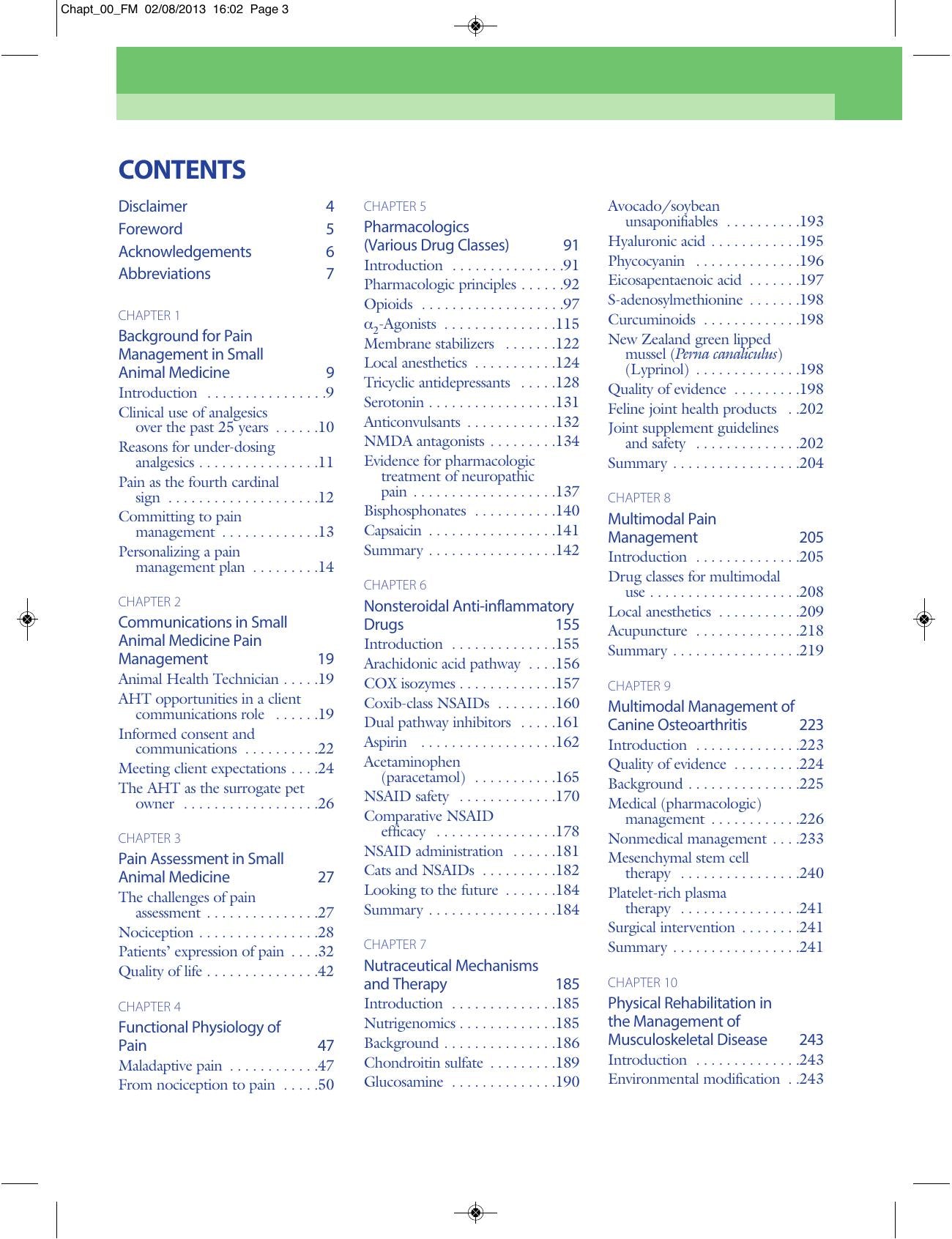 Pain Management In Small Animal Medicine