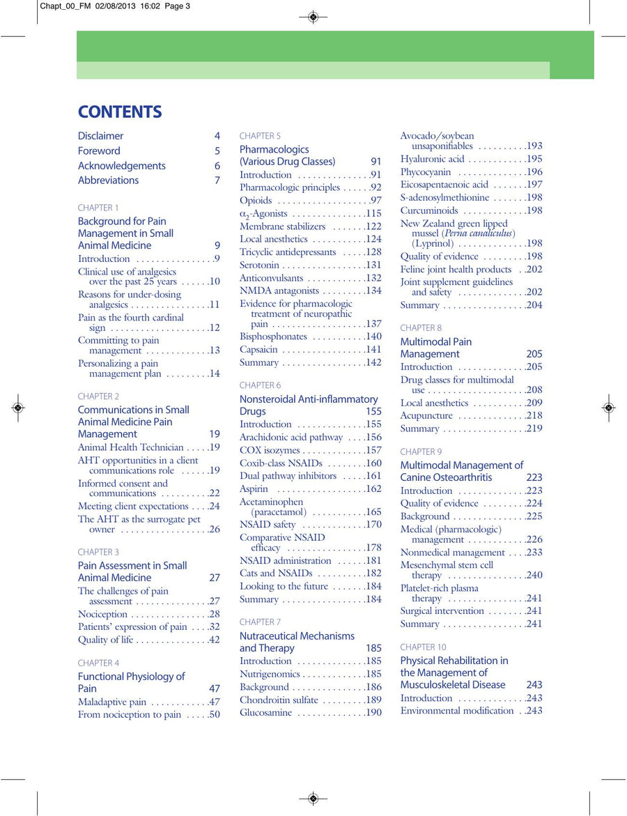 Preview page of Pain Management in Small Animal Medicine