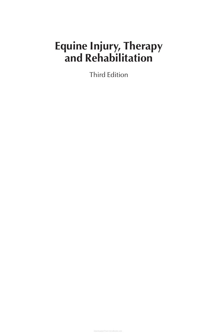Equine Injury Therapy And Rehabilitation 3Rd Edition