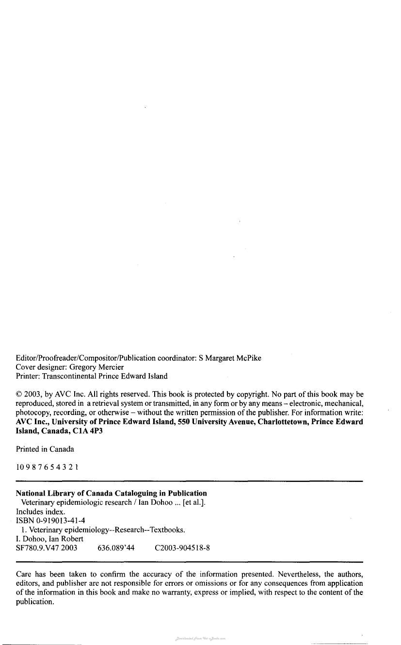 Veterinary Epidemiologic Research