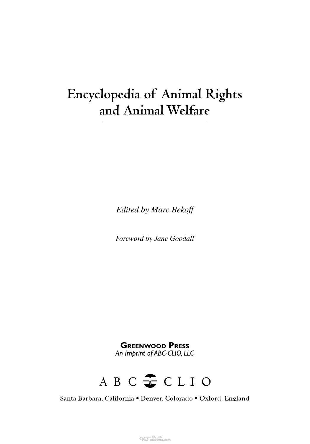 Encyclopedia Of Animal Rights And Animal Welfare 2Nd Edition