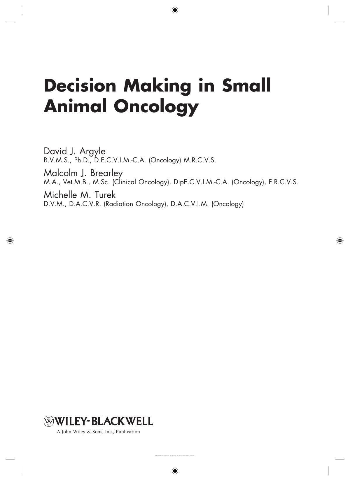 Decision Making In Small Animal Oncology