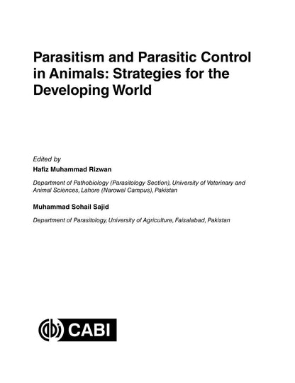 Parasitism and Parasitic Control in Animals Strategies for the Developing World