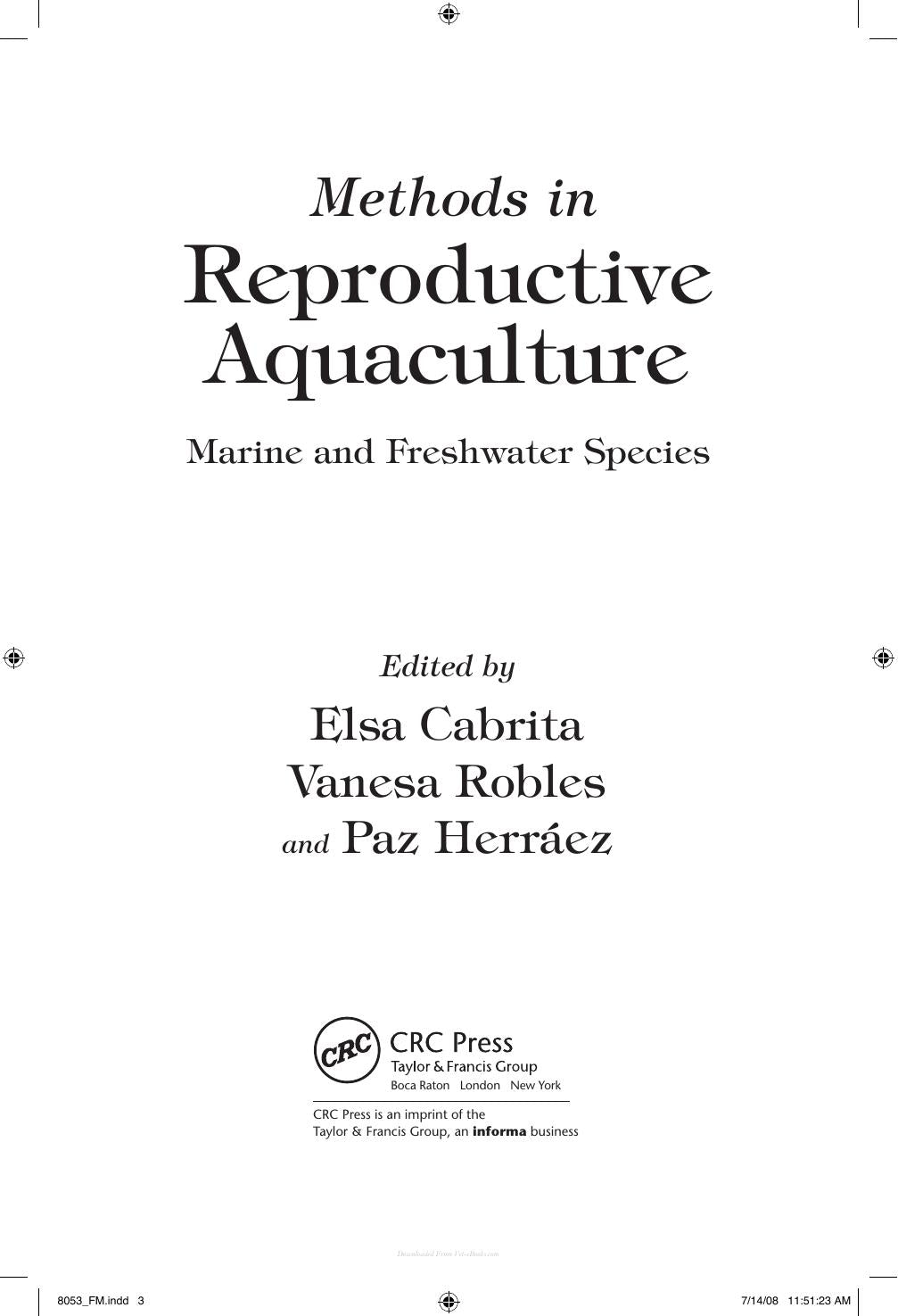 Methods In Reproductive Aquaculture Marine And Freshwater Species