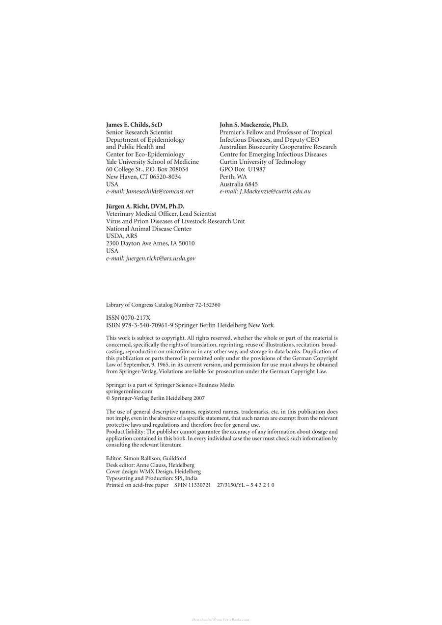 Preview page of Wildlife and Emerging Zoonotic Diseases — The Biology, Circumstances and Consequences of Cross