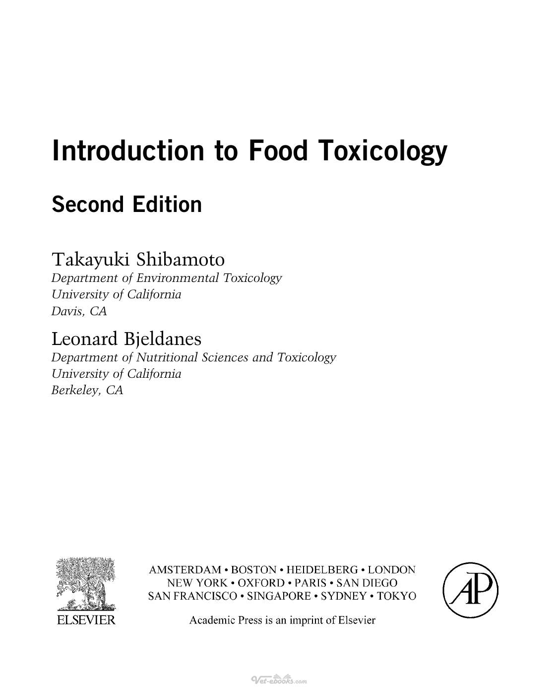Introduction To Food Toxicology 2Nd Edition