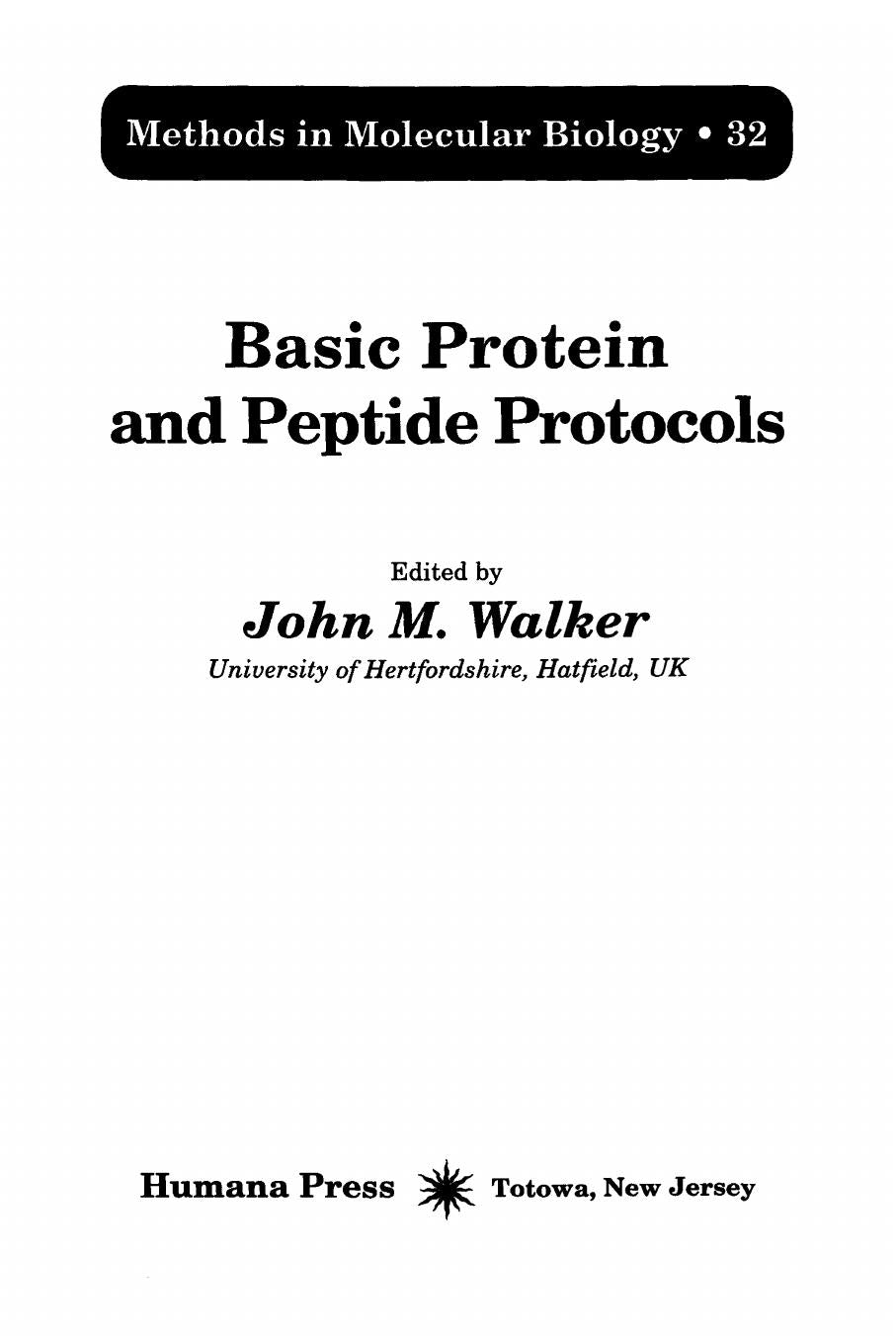 Basic Protein And Peptide Protocols