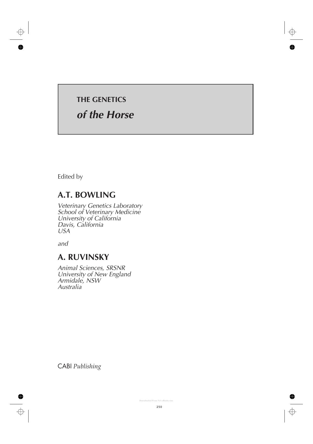 The Genetics Of The Horse