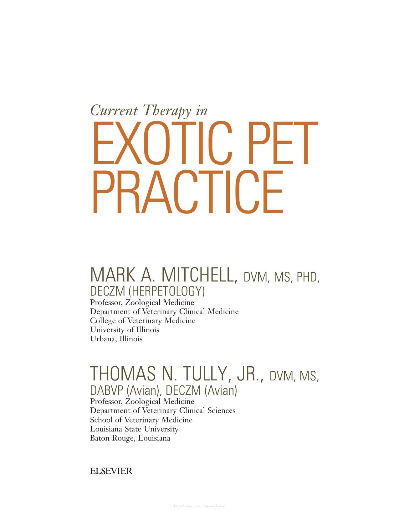 Current Therapy In Exotic Pet Practice