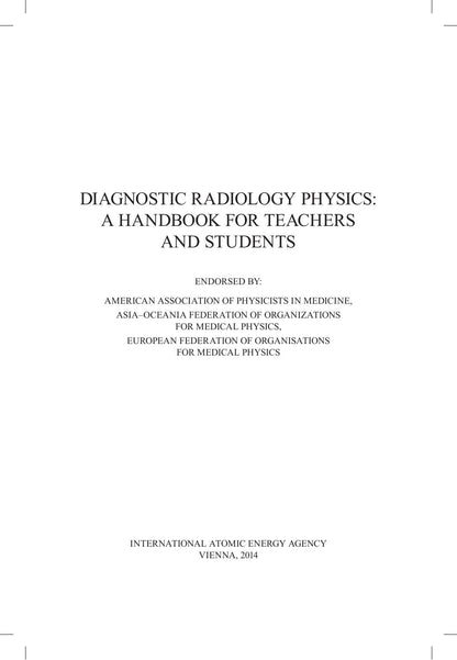 Diagnostic Radiology Physics a Handbook for Teachers and Students