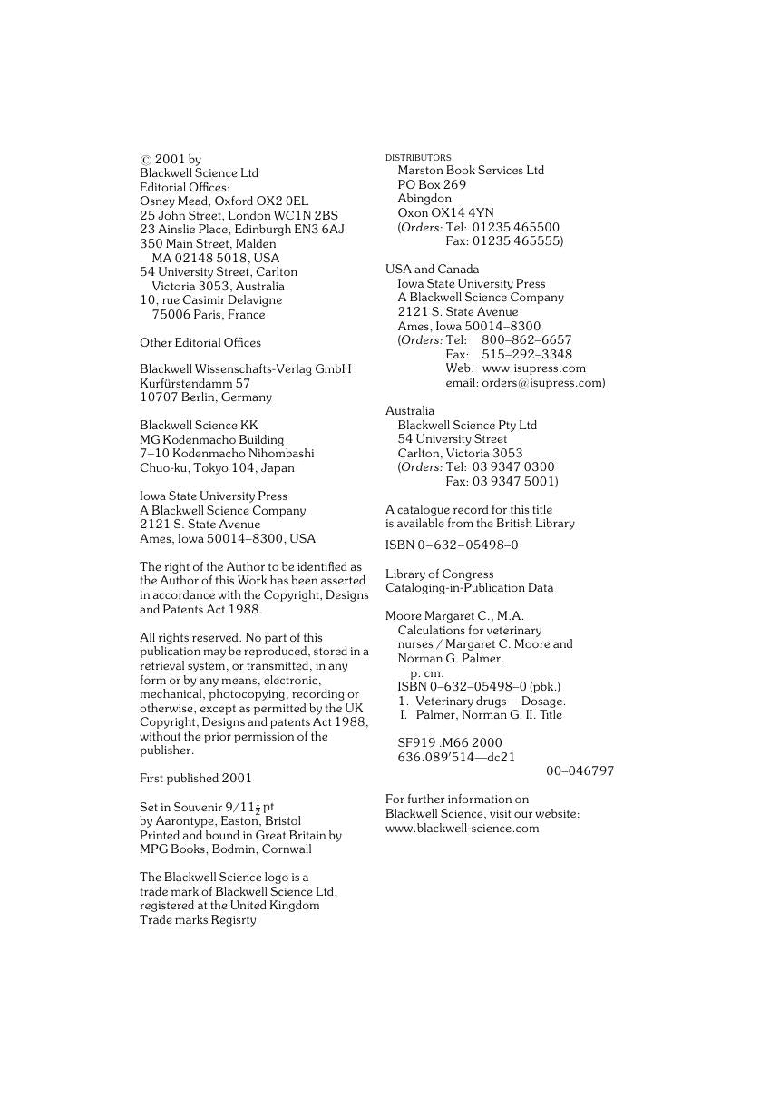 Calculations For Veterinary Nurses