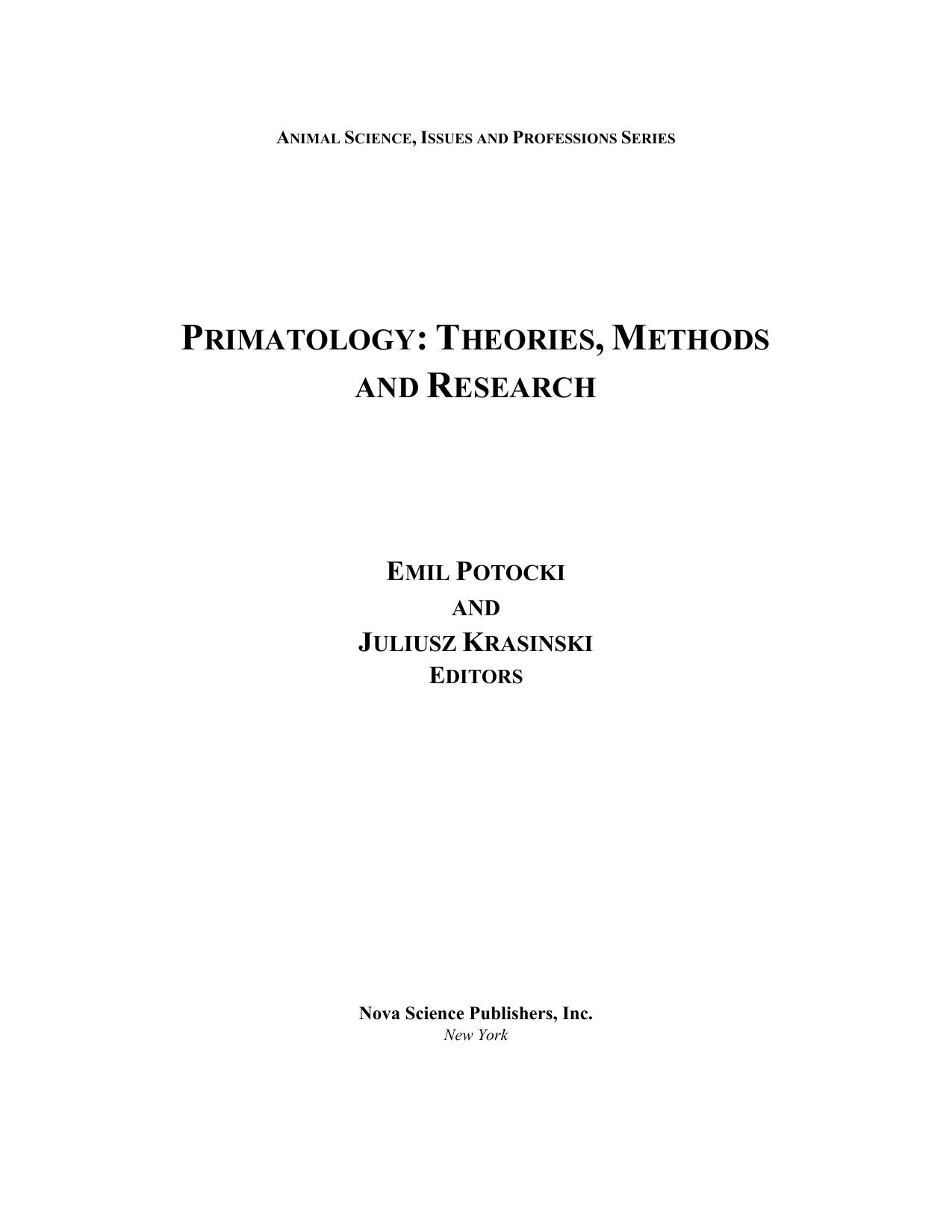 Primatology Theories Methods And Research