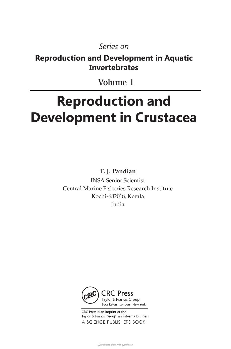 Reproduction And Development In Aquatic Invertebrates Vol 1 Reproduction And Development In Crustacea