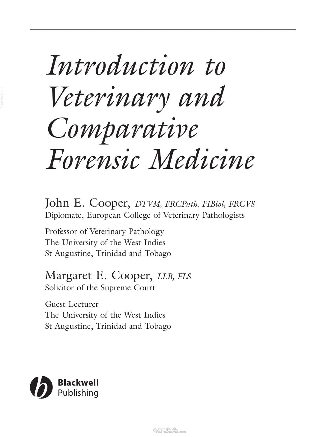 Introduction To Veterinary And Comparative Forensic Medicine