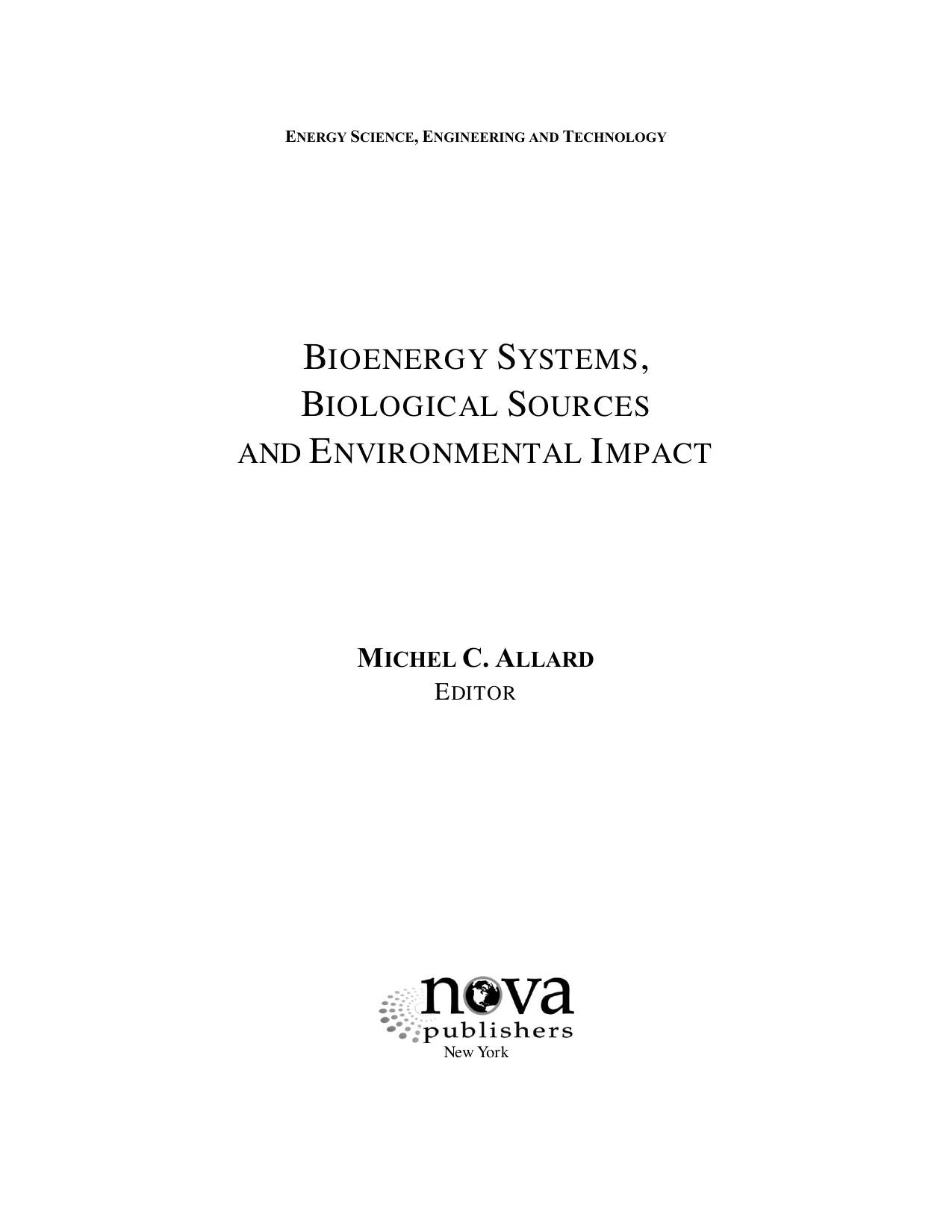 Bioenergy Systems Biological Sources And Environmental Impact