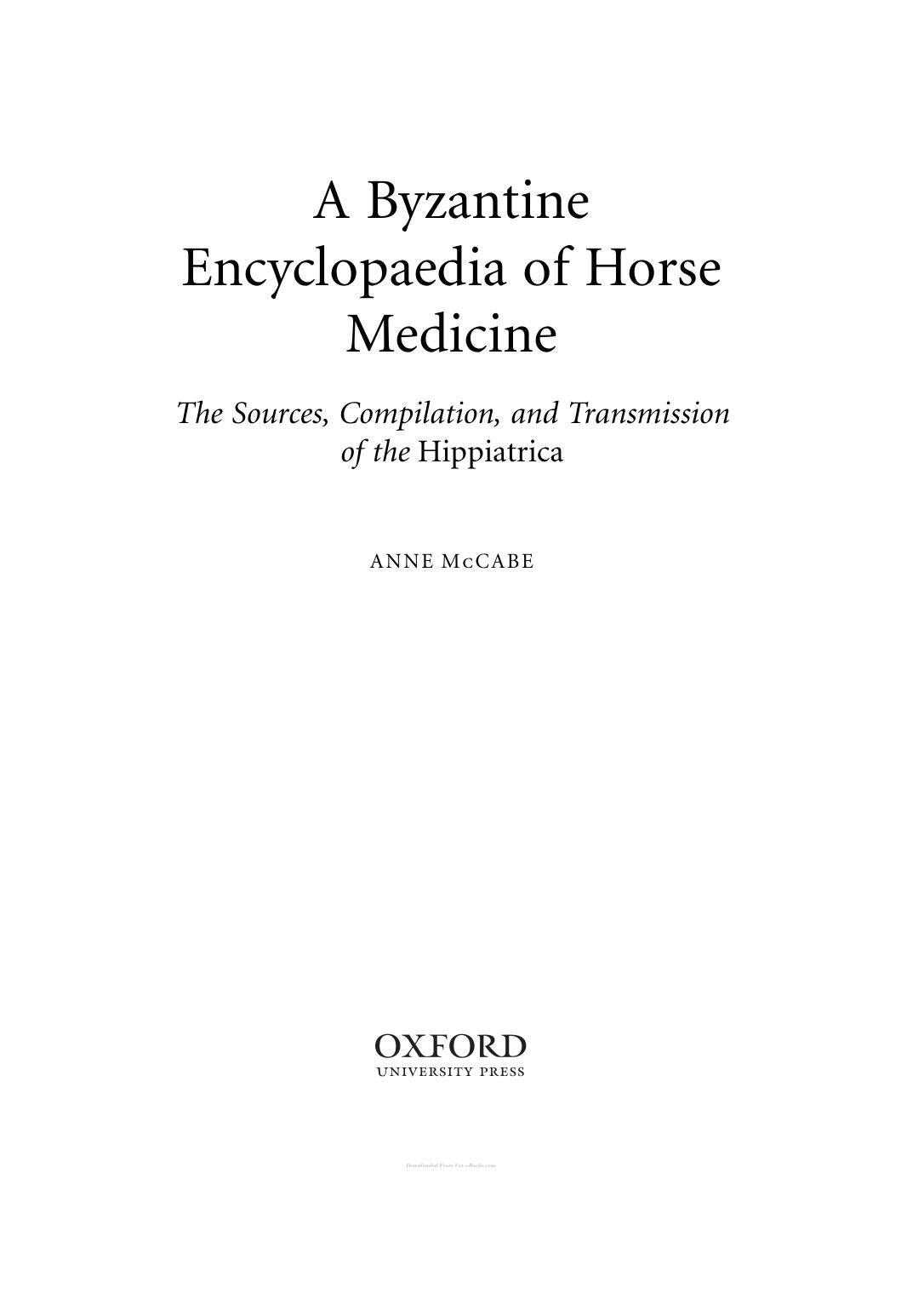 A Byzantine Encyclopaedia Of Horse Medicine