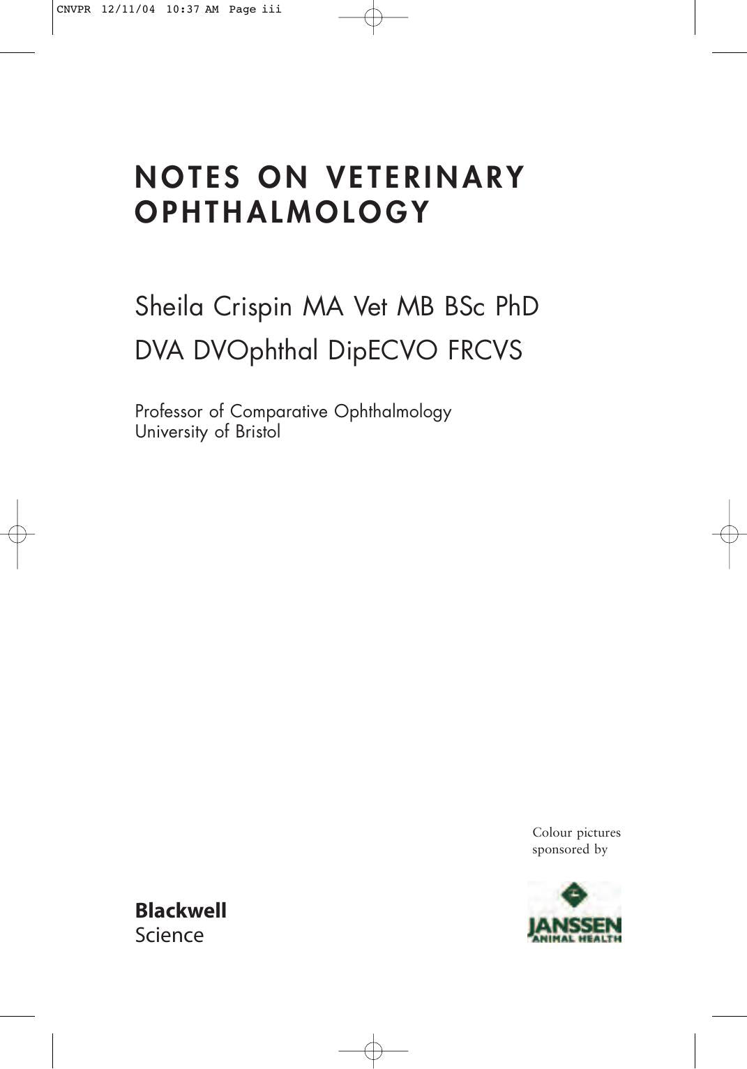 Notes On Veterinary Ophthalmology