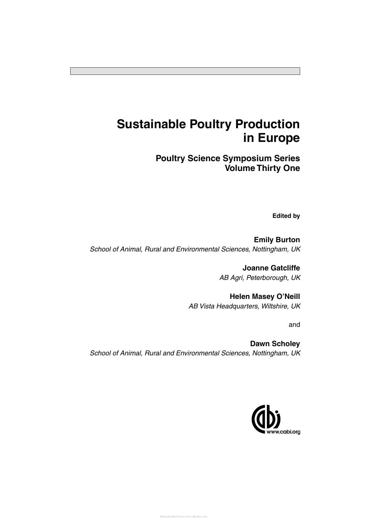 Sustainable Poultry Production In Europe