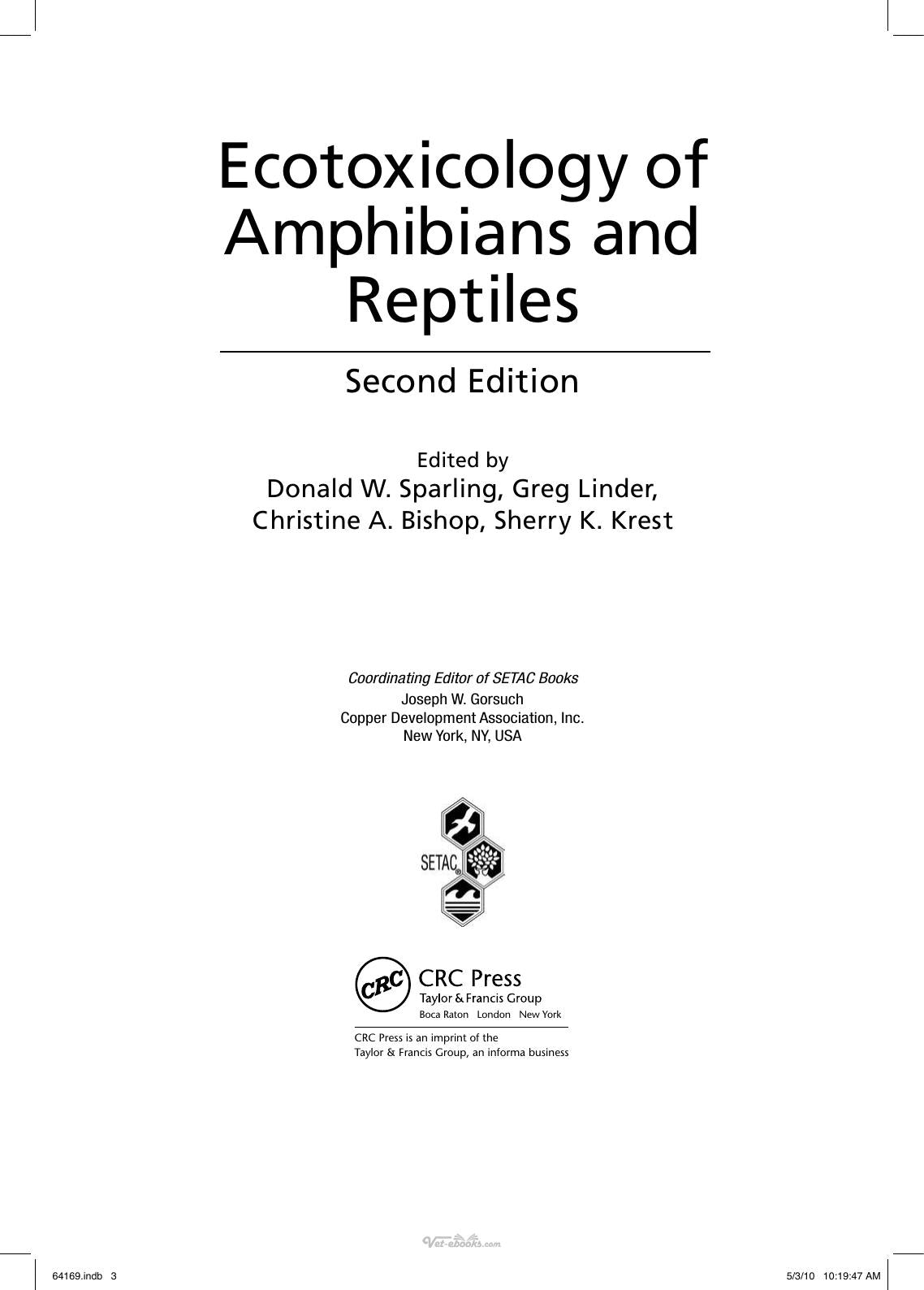 Ecotoxicology Of Amphibians And Reptiles 2Nd Edition
