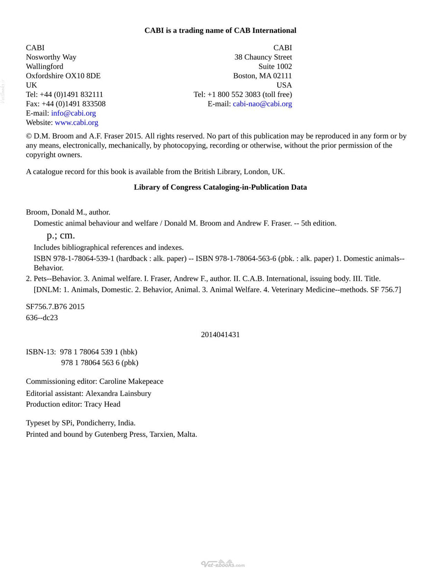 Preview page of Domestic Animal Behaviour and Welfare Fifth Edition