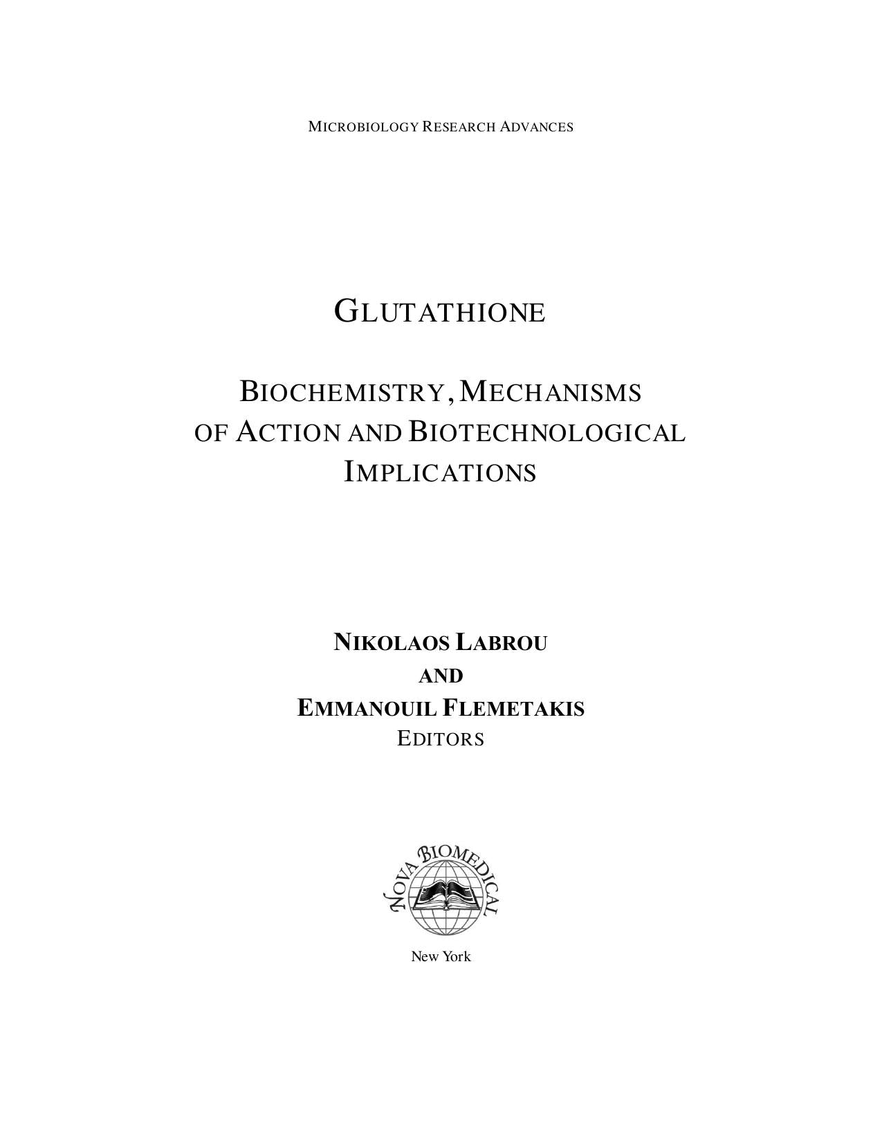 Glutathione Biochemistry Mechanisms Of Action And Biotechnological Implications