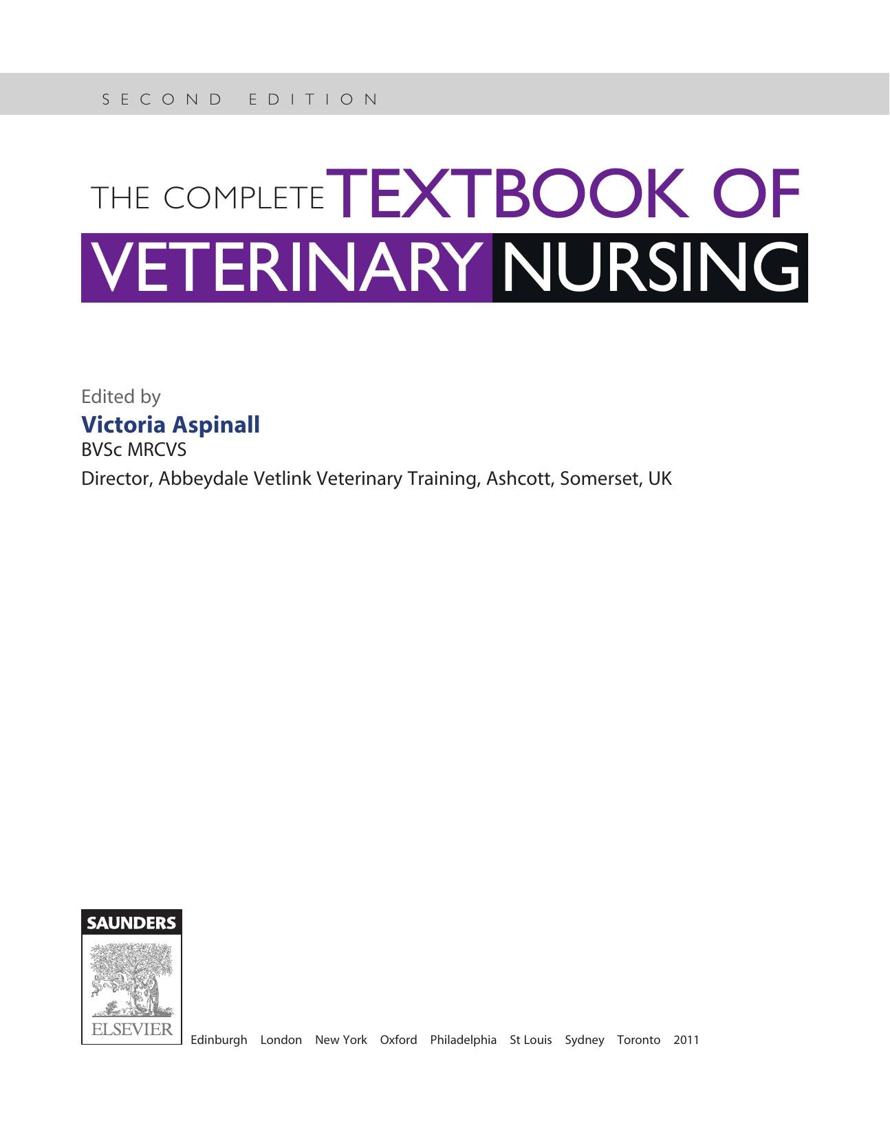 The Complete Textbook Of Veterinary Nursing 2Nd Edition