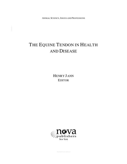 Equine Tendon in Health and Disease