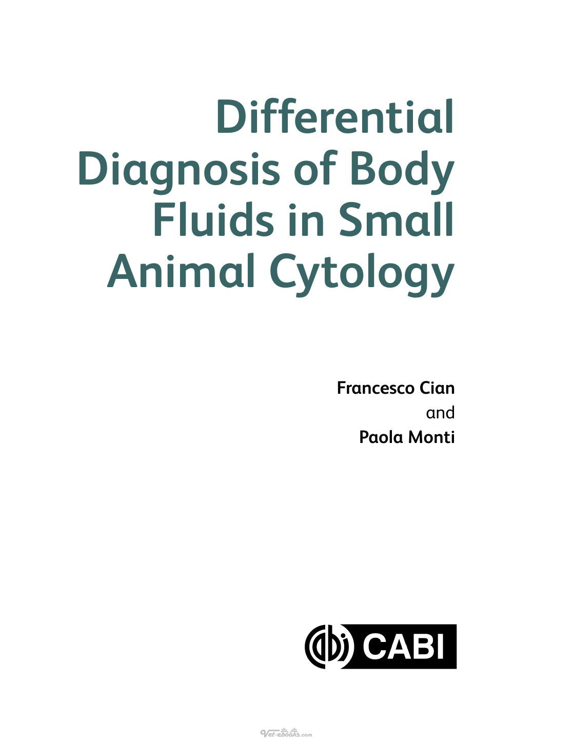 Differential Diagnosis Of Body Fluids In Small Animal Cytology
