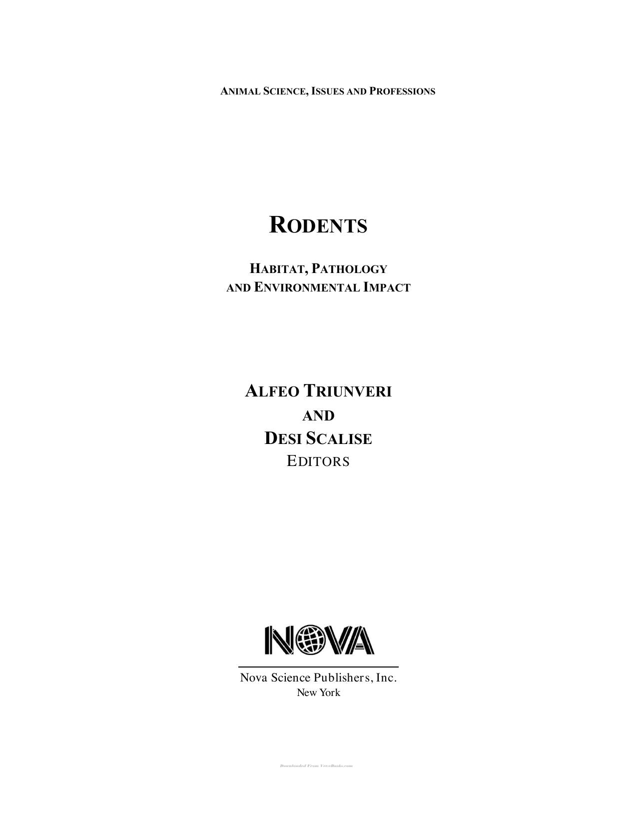 Rodents Habitat Pathology And Environmental Impact