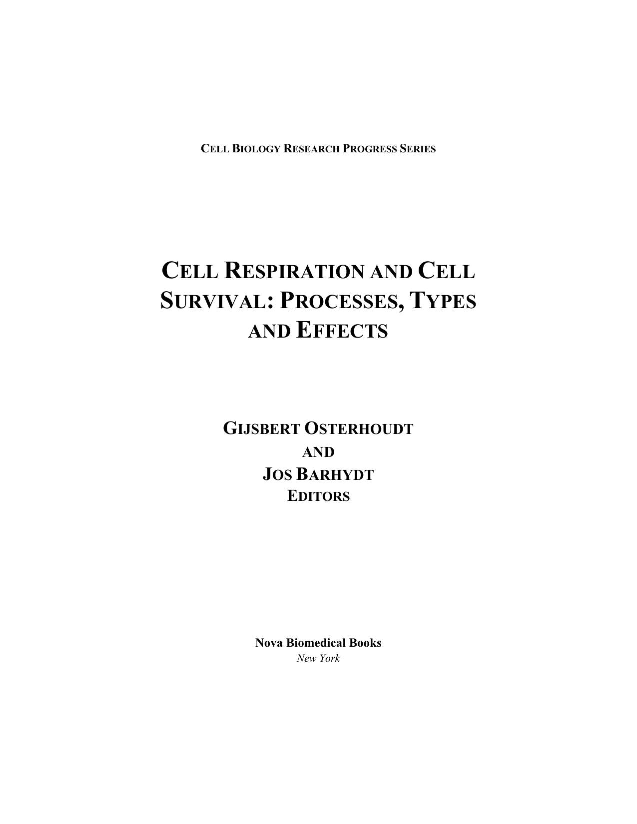 Cell Respiration And Cell Survival Processes Types And Effects