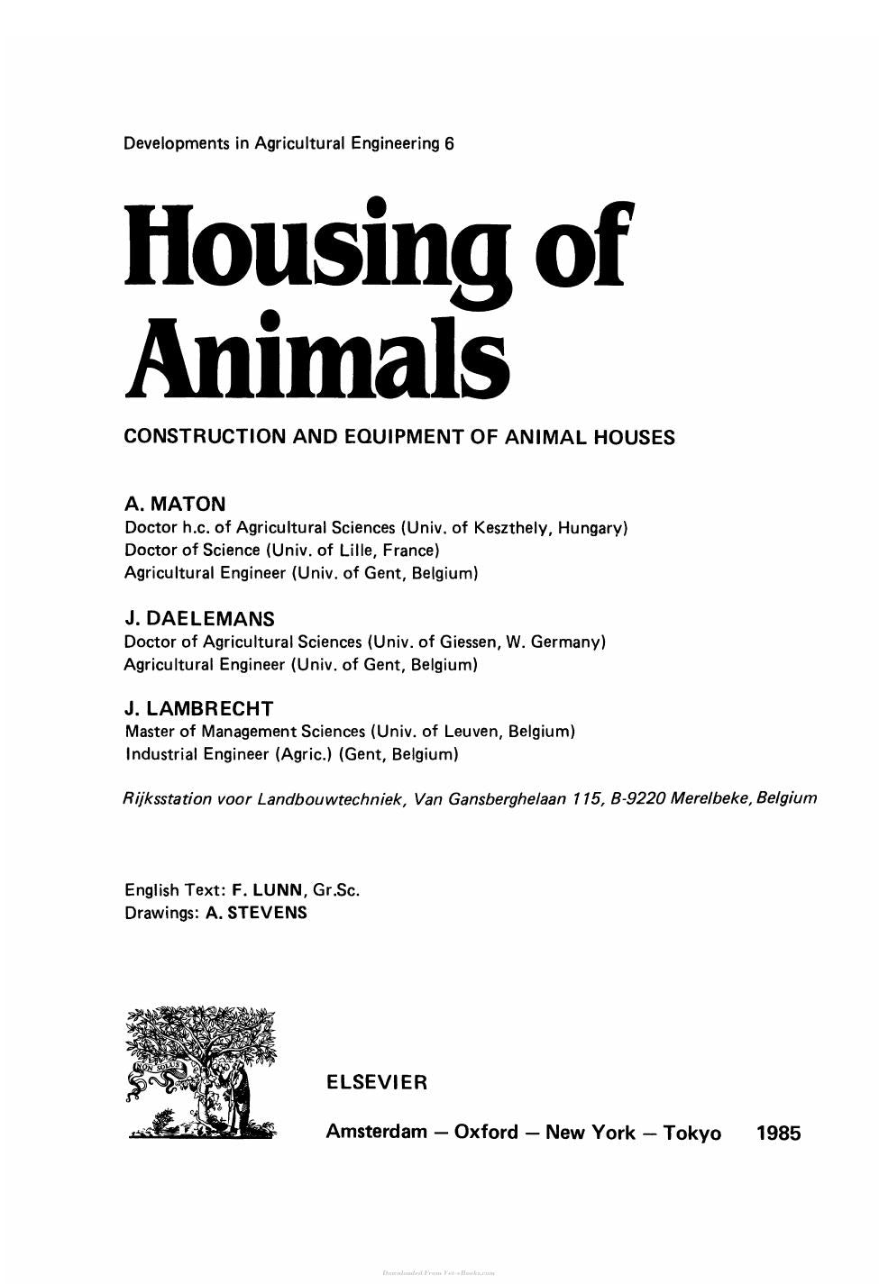 Housing Of Animals Construction And Equipment Of Animal Houses